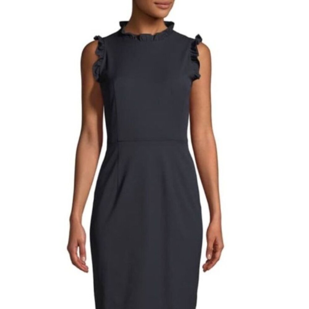 Rebecca Taylor Sleeveless Ruffle Suit Dress Career Classic Office Party Navy 8